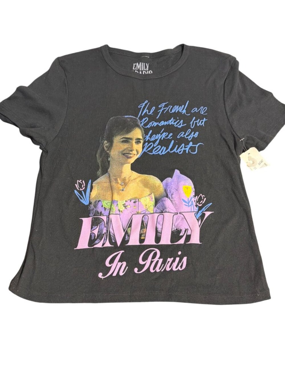 Emily In Paris Graphic T Shirt Black French Romantics Realists Size Large NWT